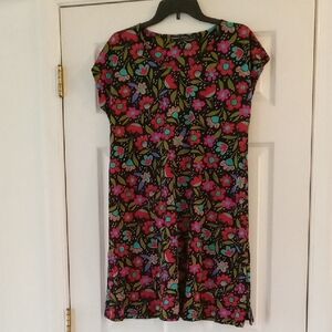 Gudrun Sjoden Black Floral Print Organic Cotton Dress